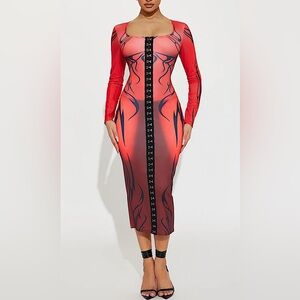NWT 🔥♨️Body Heat Midi Dress Sz L♨️🔥